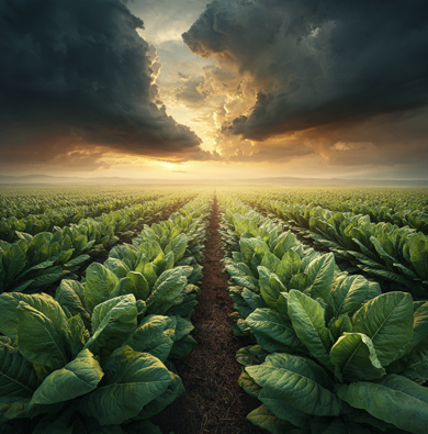 Sunset over Tobacco Field